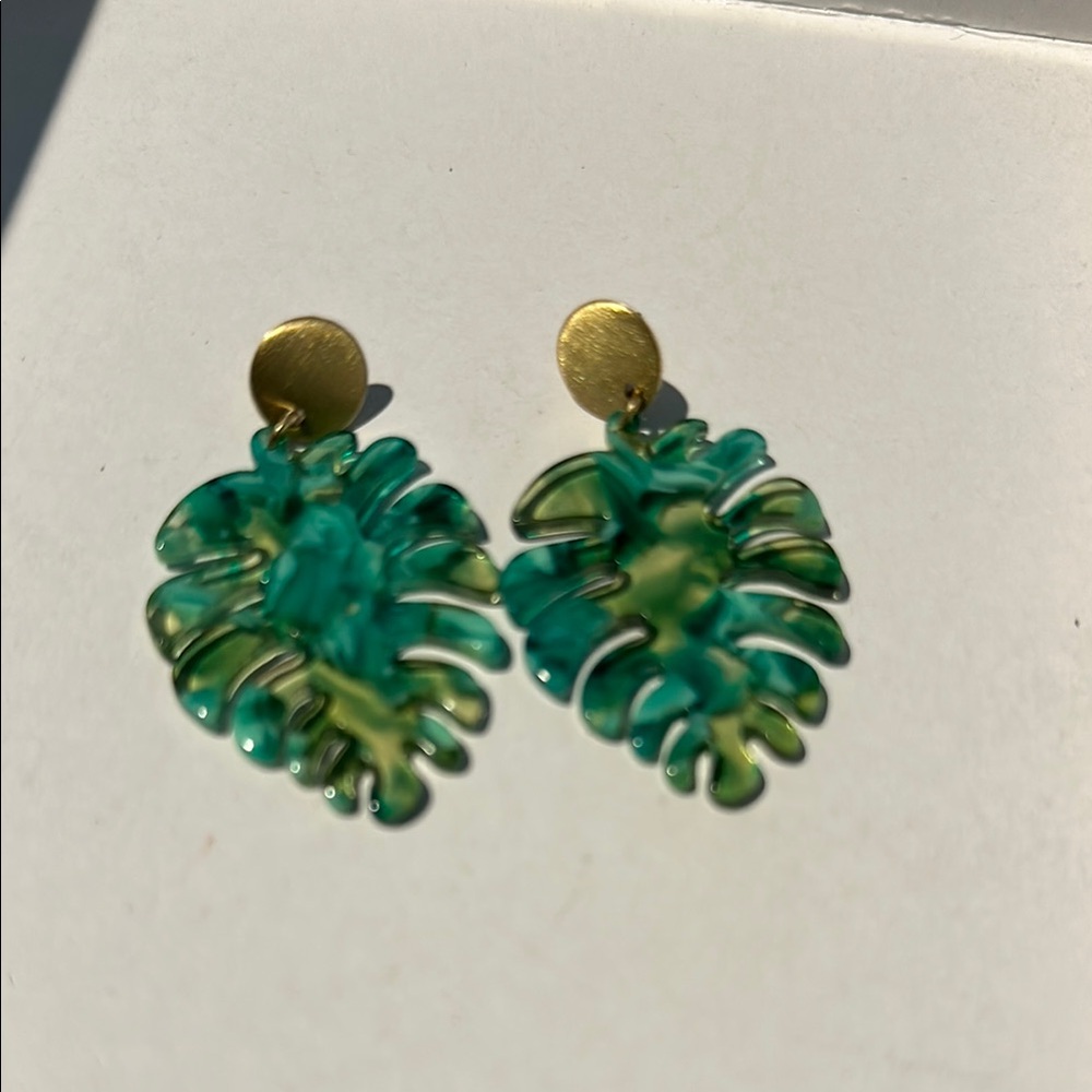 Green Leaf Earrings